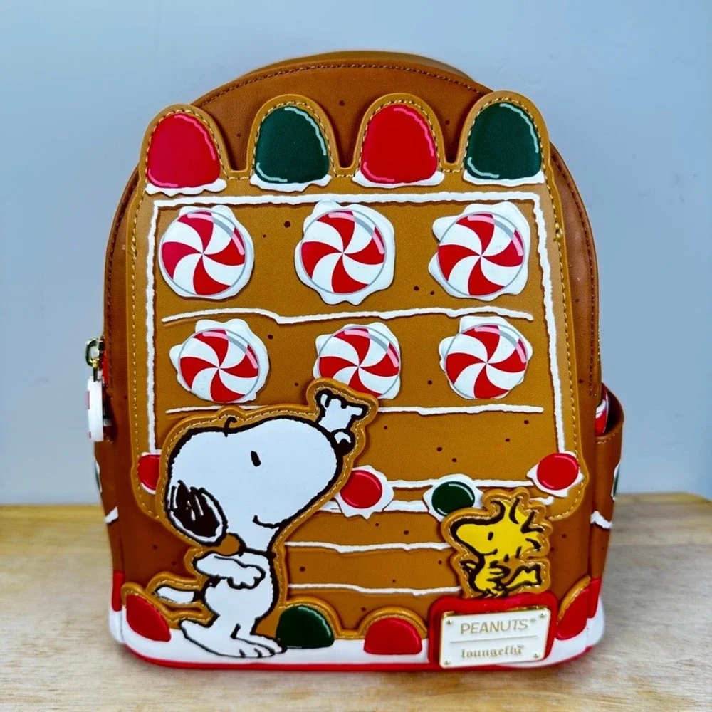 Loungefly Peanuts Snoopy Gingerbread House Mini Backpack Woodstock Peppermint